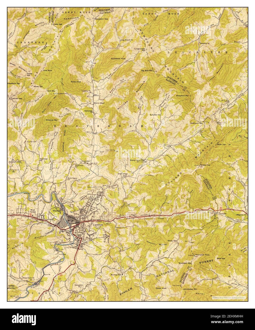 USGS TOPO Map North Carolina TN bianche rocce Mtn 155653 1934 24000  Restauro Foto stock - Alamy