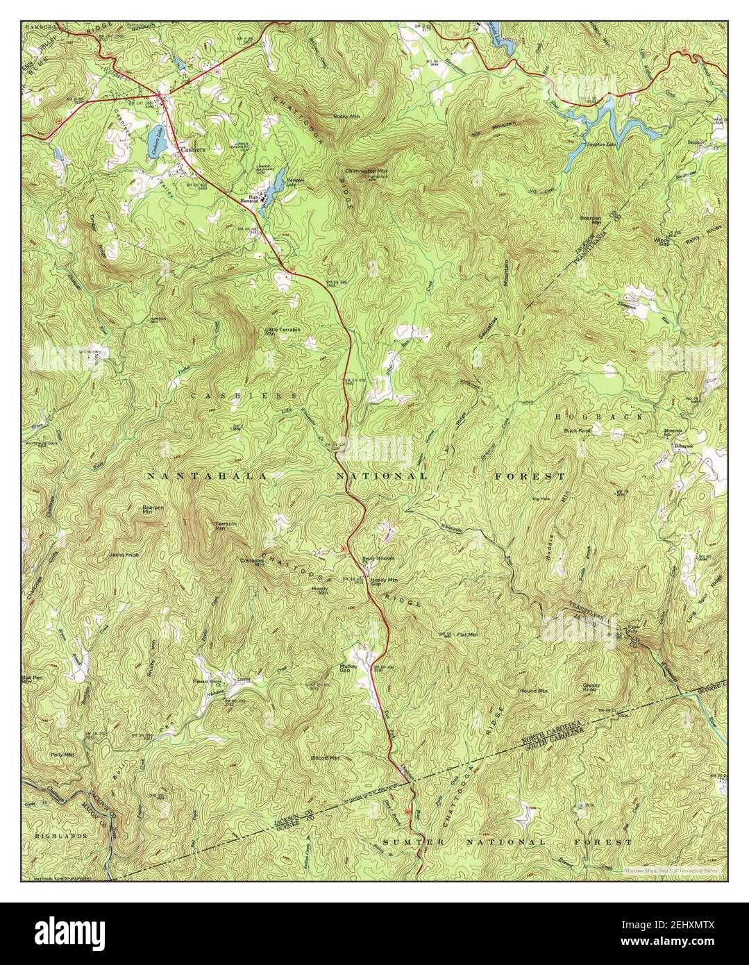 Cashiers, North Carolina, map 1946, 124000, United States of America
