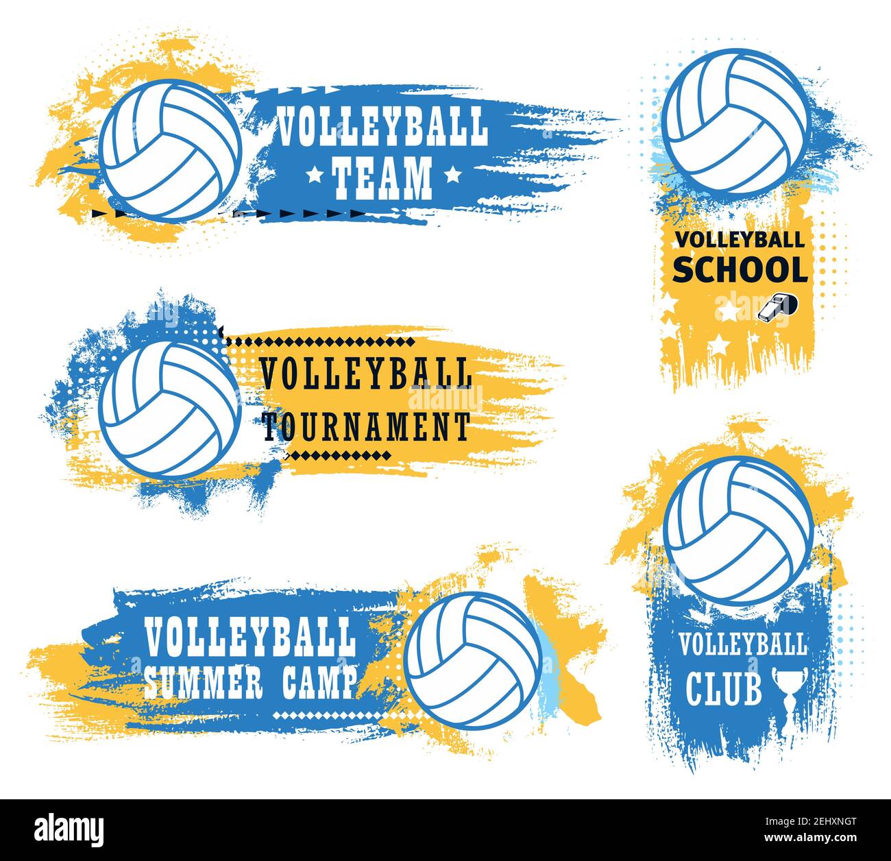 Volleyball sport game tournament vector icons of balls, championship