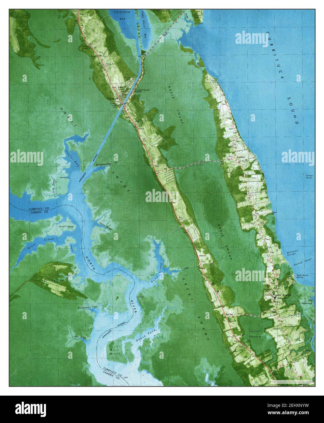 Coinjock, North Carolina, map 1982, 124000, United States of America
