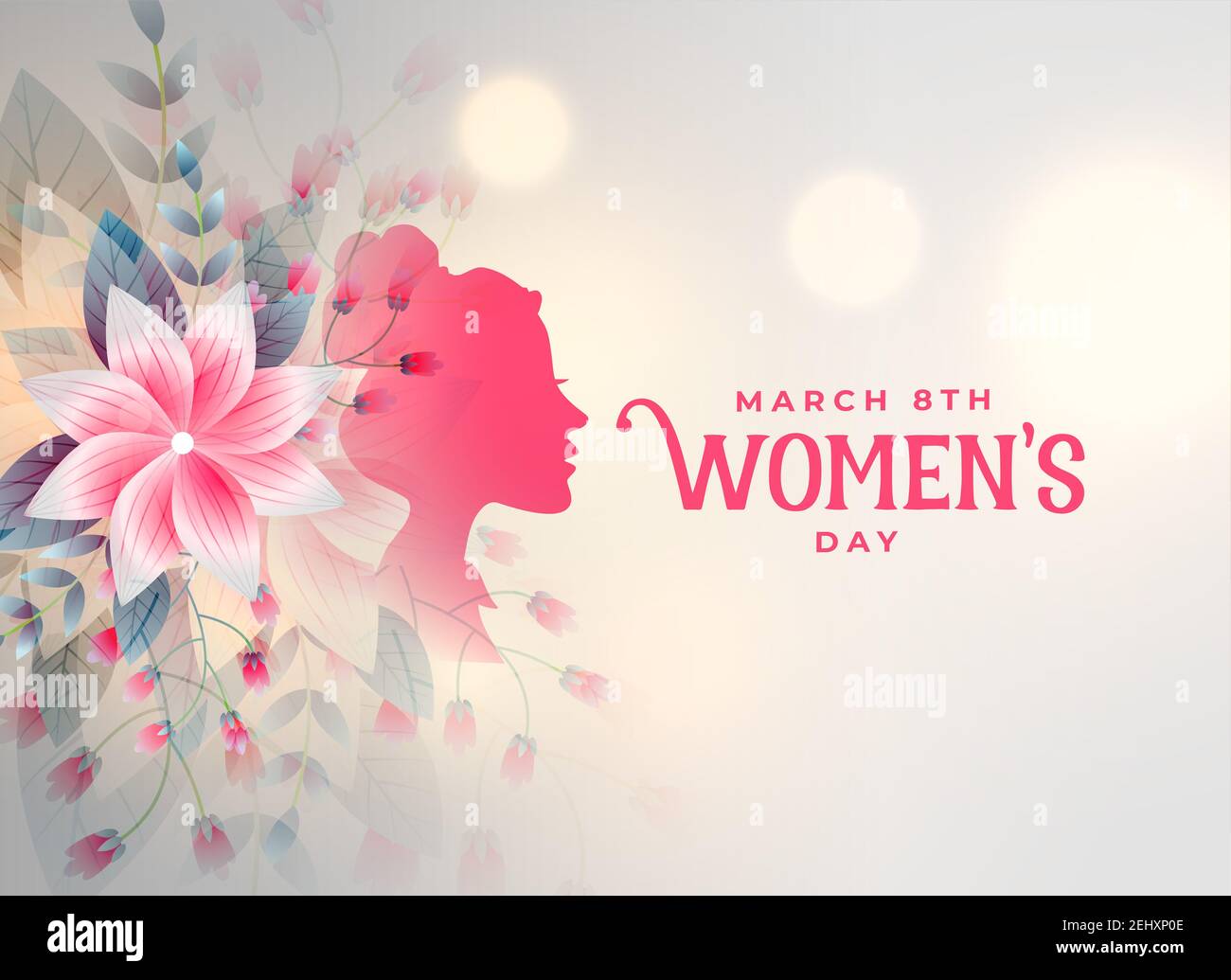 happy womens day flower decorative card design Stock Photo - Alamy