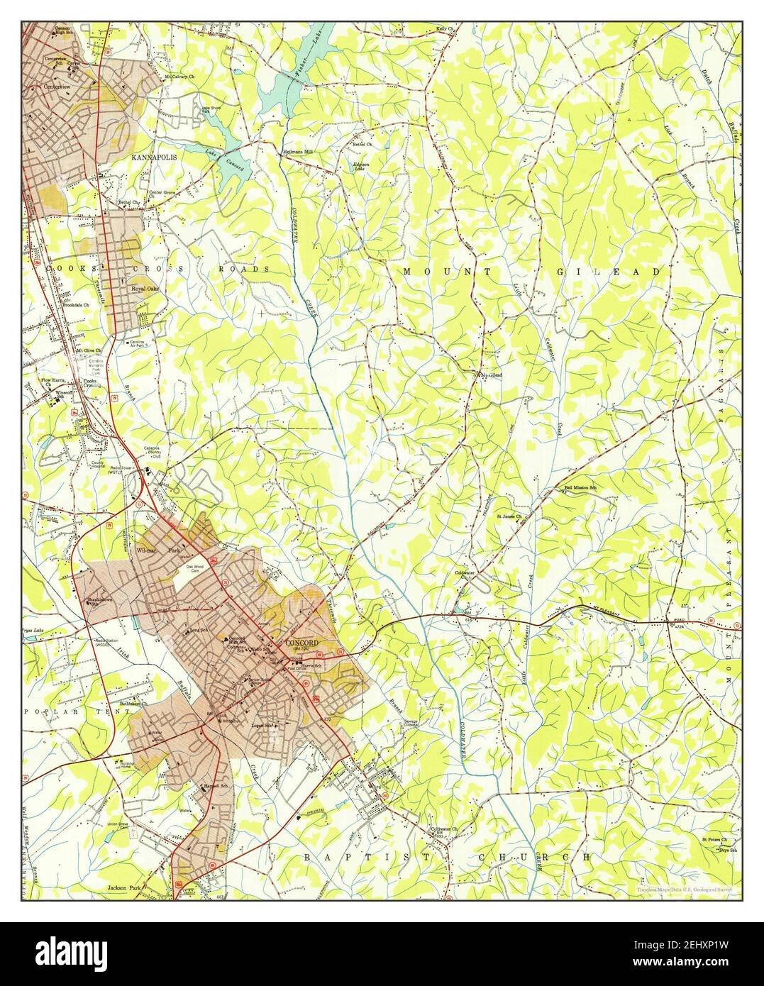 Concord, North Carolina, map 1950, 124000, United States of America by