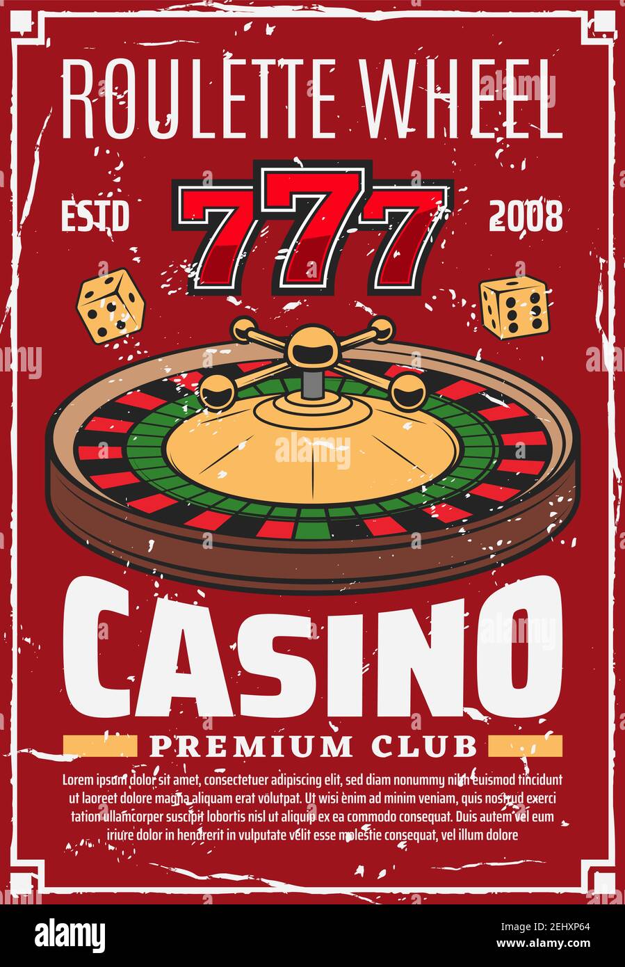 Retro illustration af casino dice og roulette, symboliserer risiko og odds