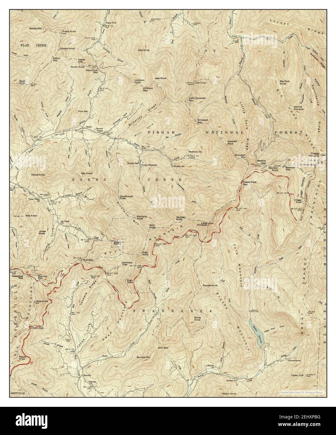 Craggy Pinnacle, North Carolina, map 1947, 124000, United States of