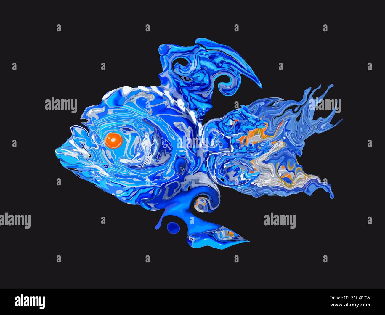 isolated abstract blue fish. colorful vector illustration. Stock Vector