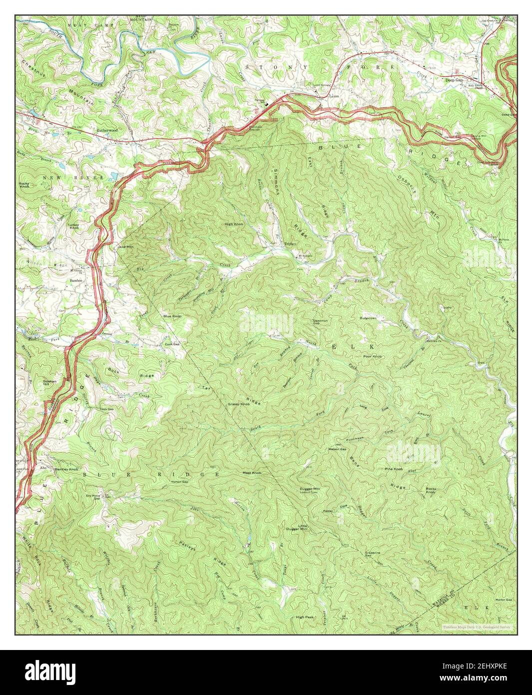 Deep Gap, North Carolina, map 1967, 124000, United States of America