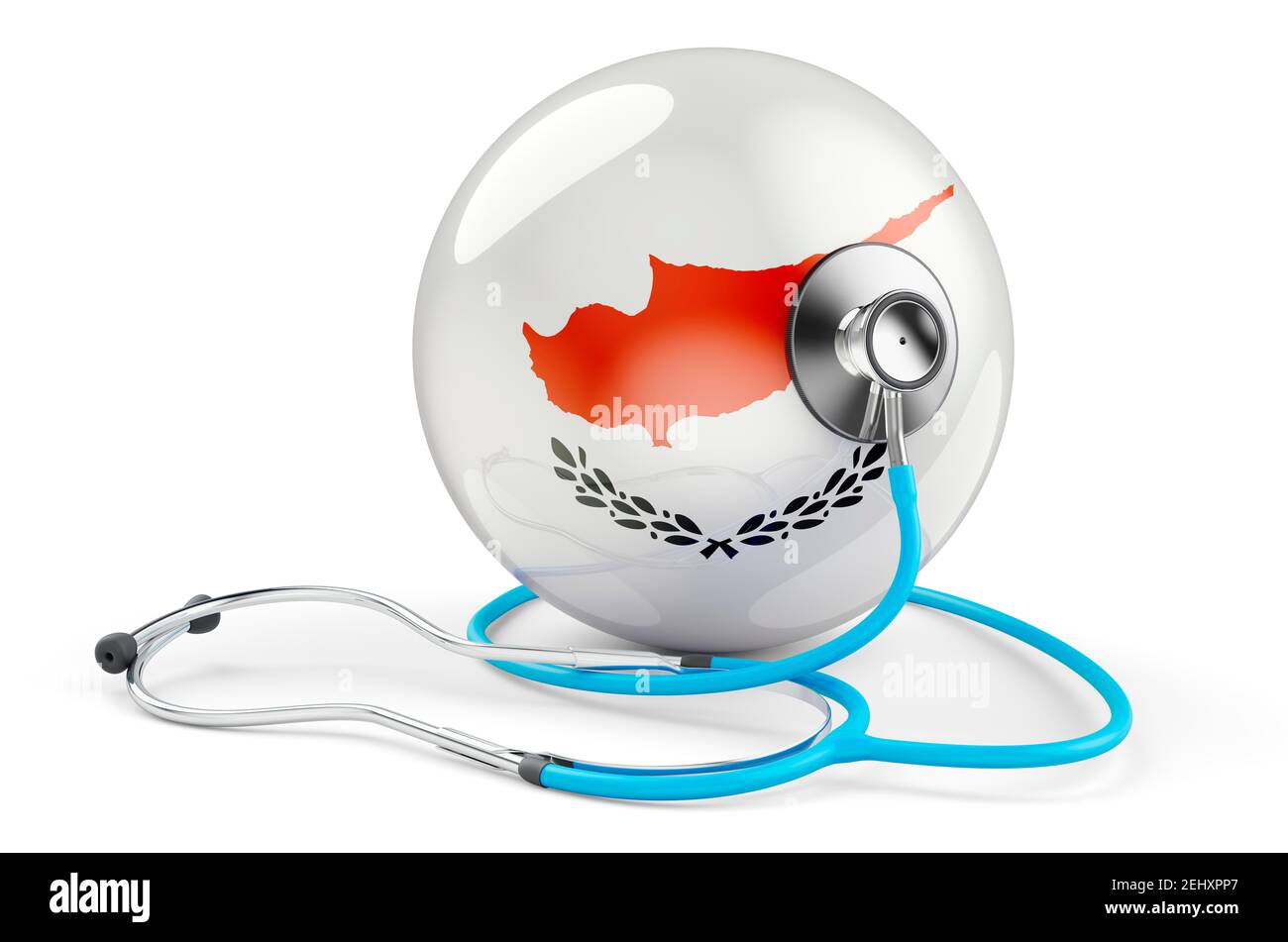 Cypriot flag with stethoscope. Health care in Cyprus concept, 3D