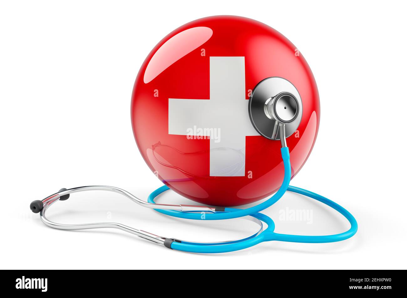 Swiss flag with stethoscope. Health care in Switzerland concept, 3D  rendering isolated on white background Stock Photo - Alamy