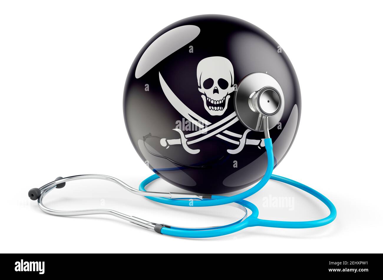 Piracy flag with stethoscope, 3D rendering isolated on white background ...