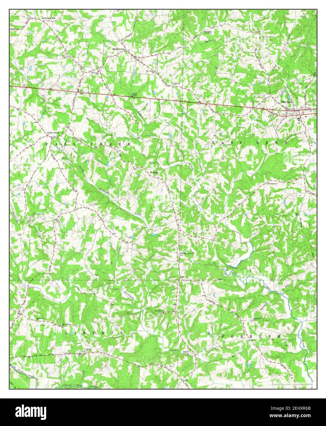 East Bend, North Carolina, map 1966, 124000, United States of America