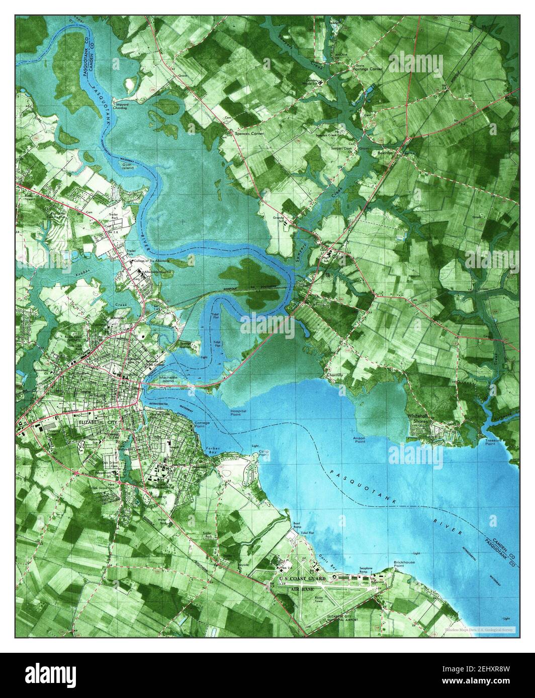 Elizabeth City, North Carolina, map 1982, 124000, United States of America by Timeless Maps