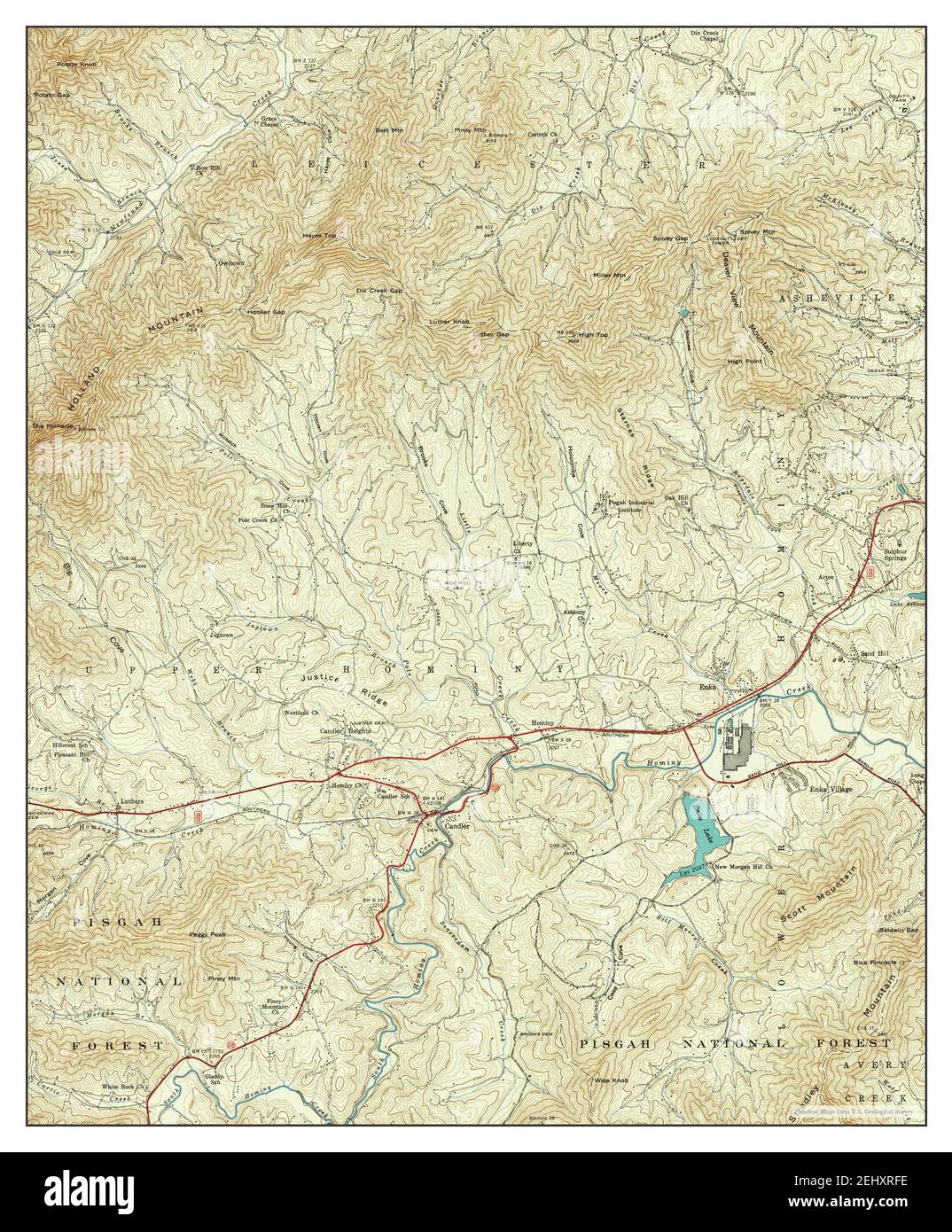 Enka, North Carolina, map 1942, 124000, United States of America by