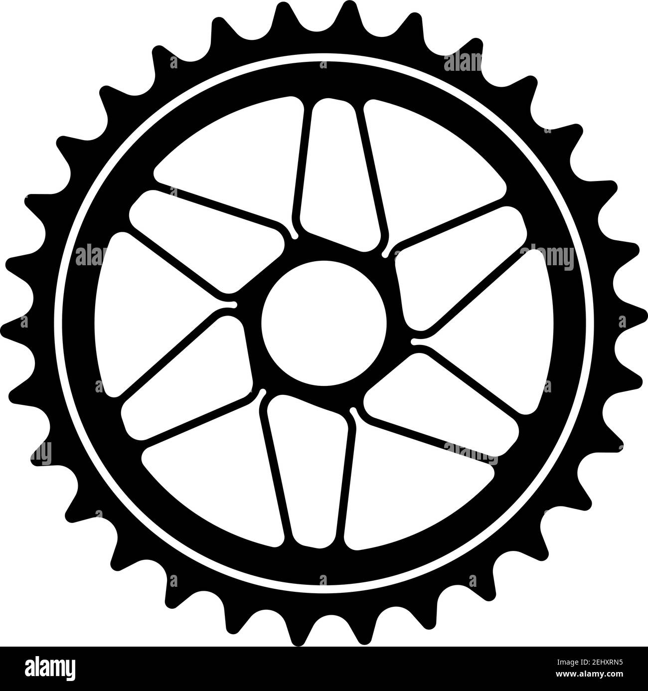 Bike Gear Star Icon. Black Glyph Design. Vector Illustration. Stock Vector
