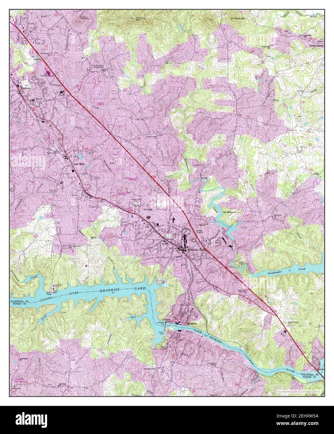 Granite Falls, North Carolina, map 1993, 124000, United States of