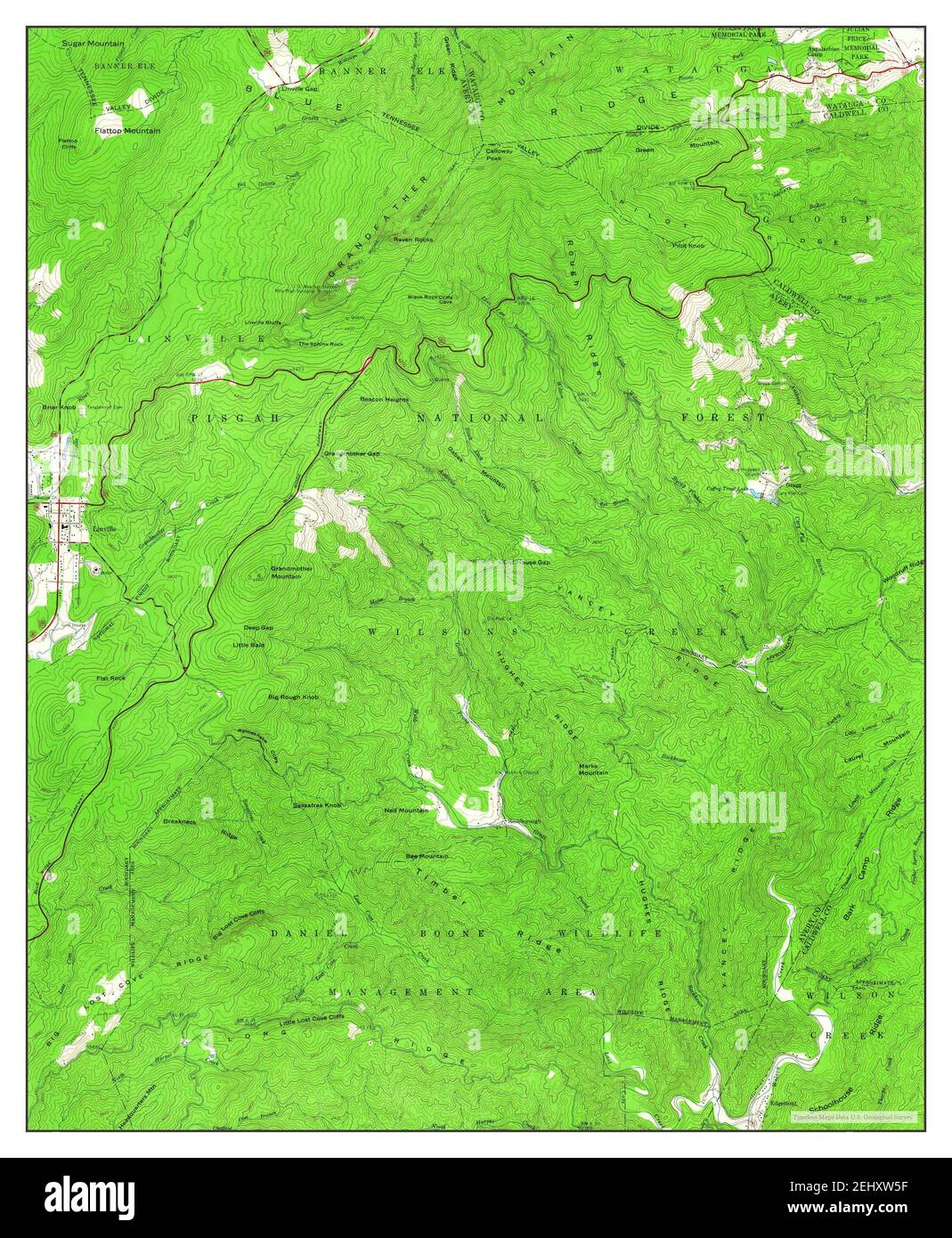 Grandfather Mountain North Carolina - Grandfather Mountain North Carolina Map 1960 124000 United States Of America By Timeless Maps Data Us Geological Survey 2EHXW5F 