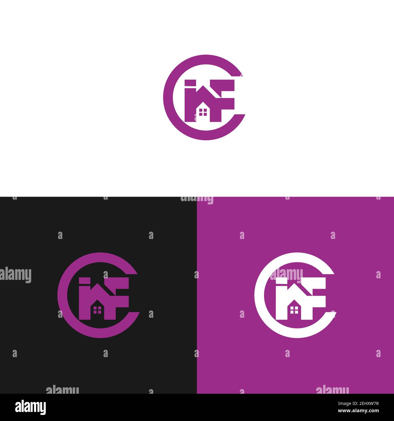 simple round Lettering Typography IAF logo design vector illustration