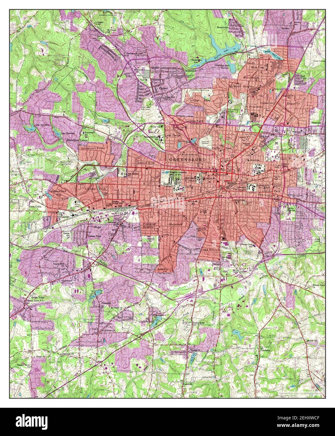 Greensboro, North Carolina, map 1951, 1:24000, United States of America by Timeless Maps, data U ...