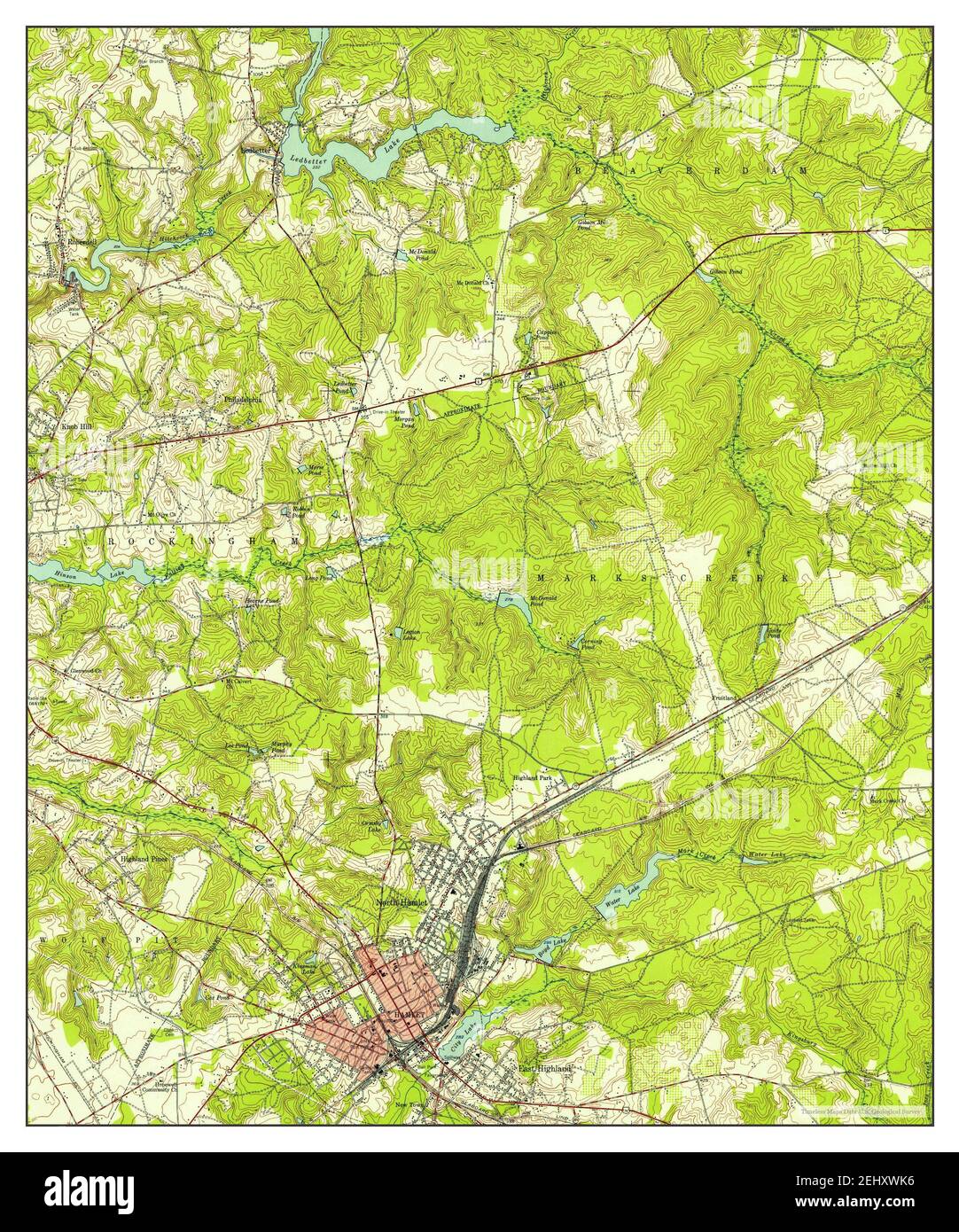 Hamlet, North Carolina, map 1949, 124000, United States of America by