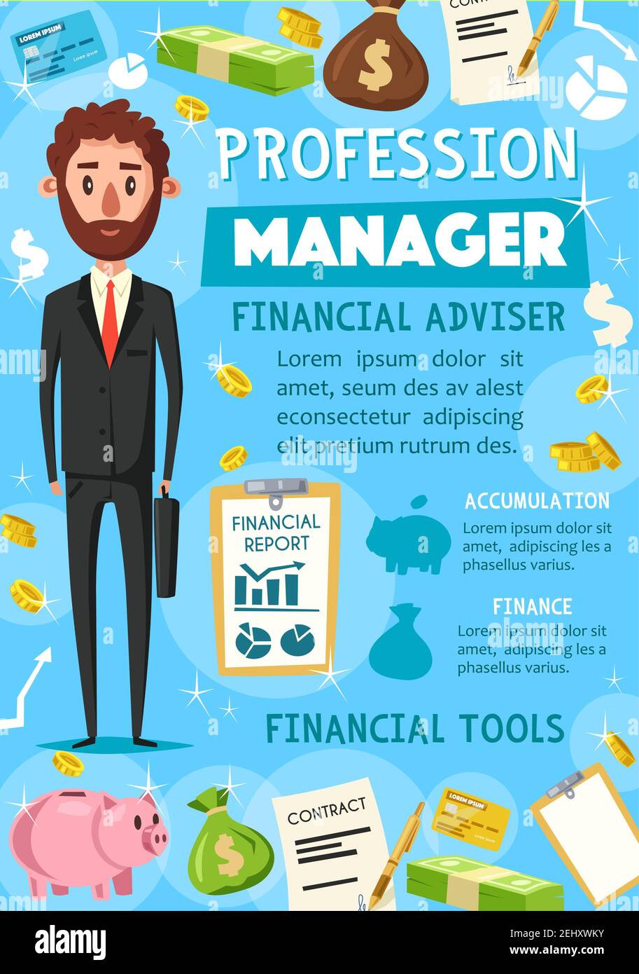 Manager Or Businessman Financial Advisor Vector Businessman With Briefcase Coins And Money Signed Contract Report Salary Banknotes Coins In Mon Stock Vector Image Art Alamy