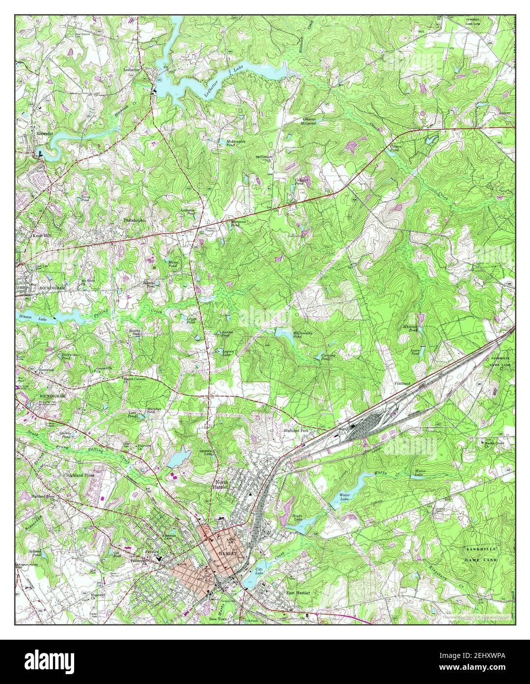 Hamlet, North Carolina, map 1957, 124000, United States of America by