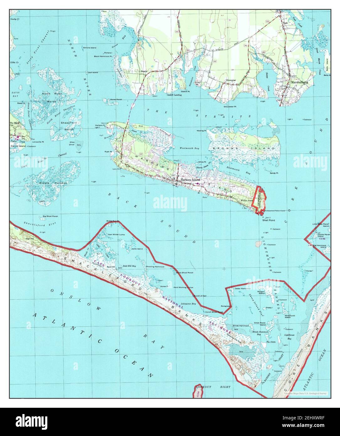 Harkers Island, North Carolina, map 1997, 124000, United States of