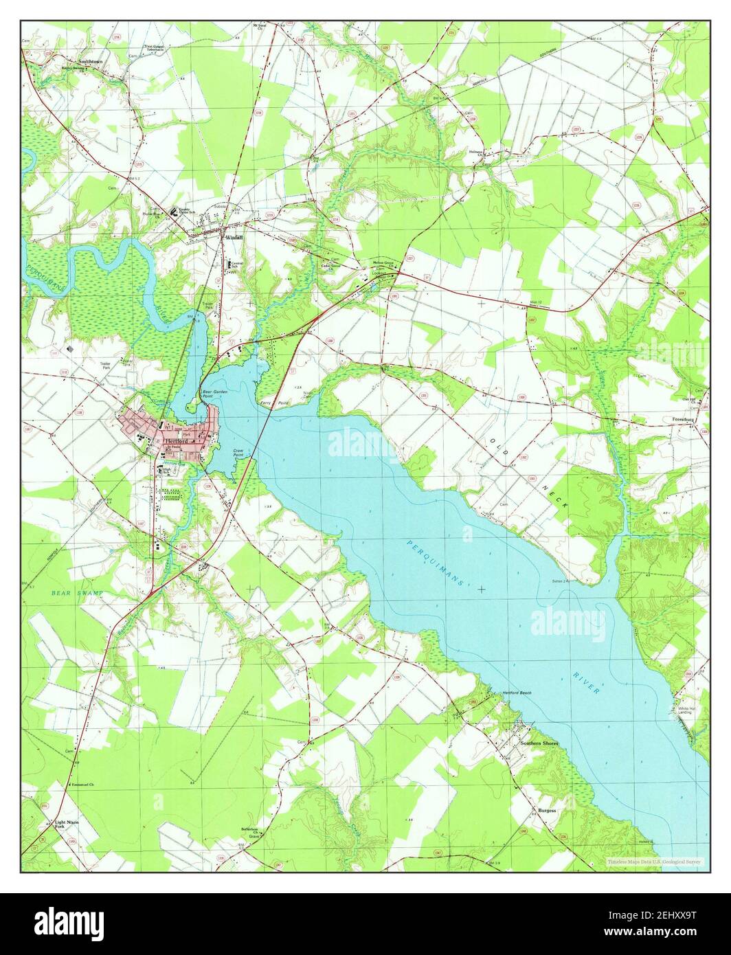 Hertford, North Carolina, map 1982, 124000, United States of America by Timeless Maps, data U.S