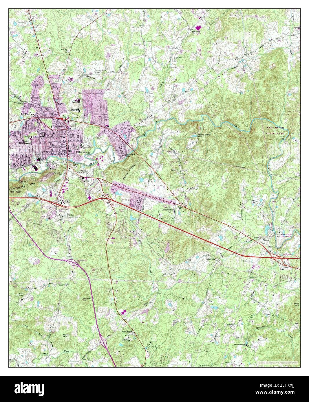 Hillsborough, North Carolina, map 1968, 1:24000, United States of America by Timeless Maps, data U.S. Geological Survey Stock Photo