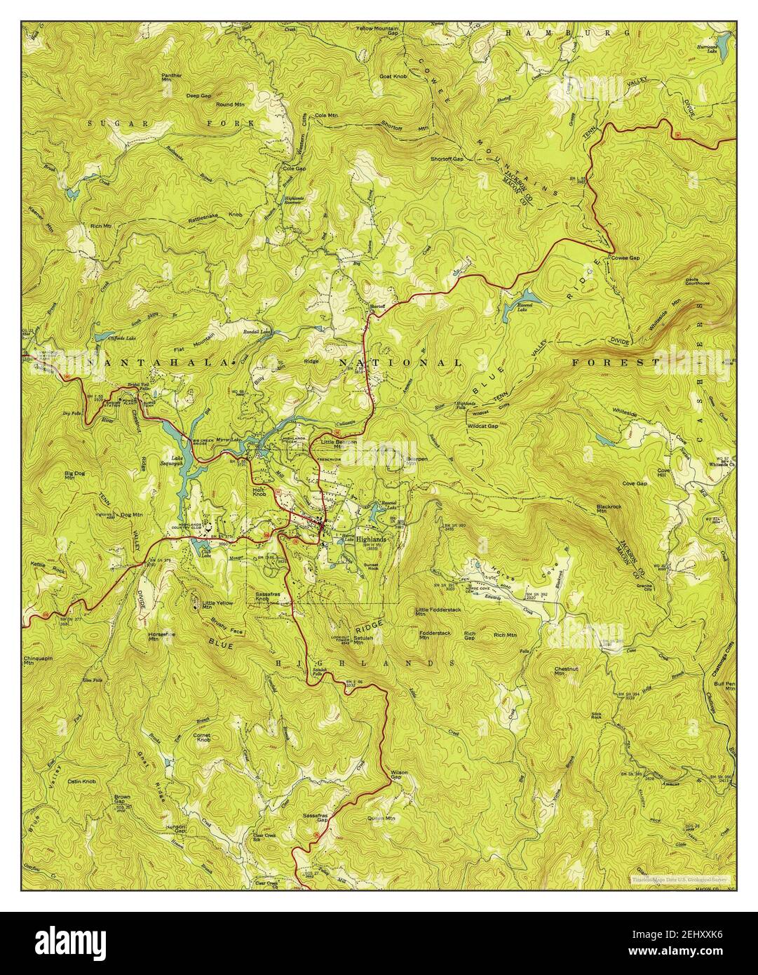 Highlands, North Carolina, map 1947, 124000, United States of America