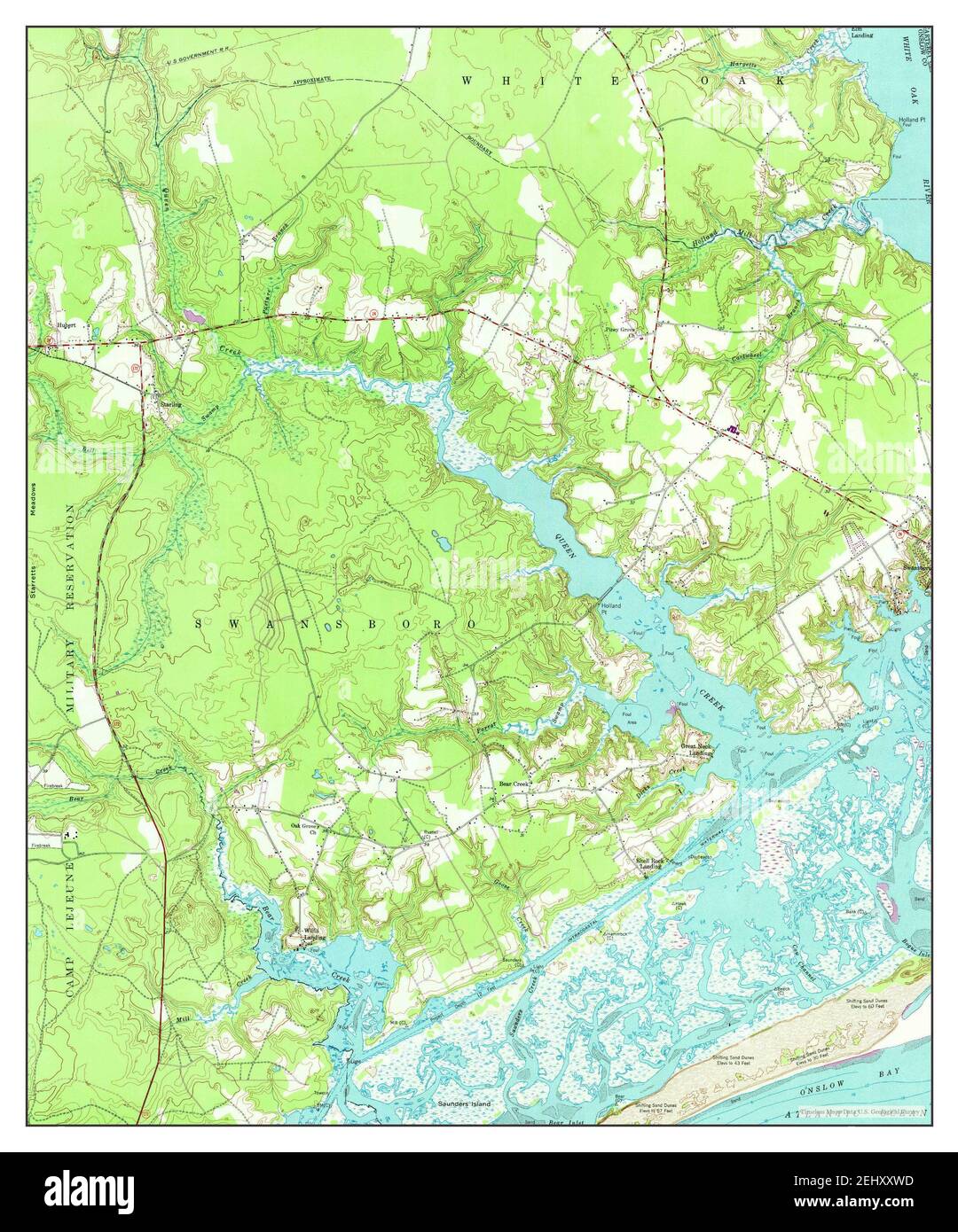 Hubert, North Carolina, map 1952, 124000, United States of America by Timeless Maps, data U.S