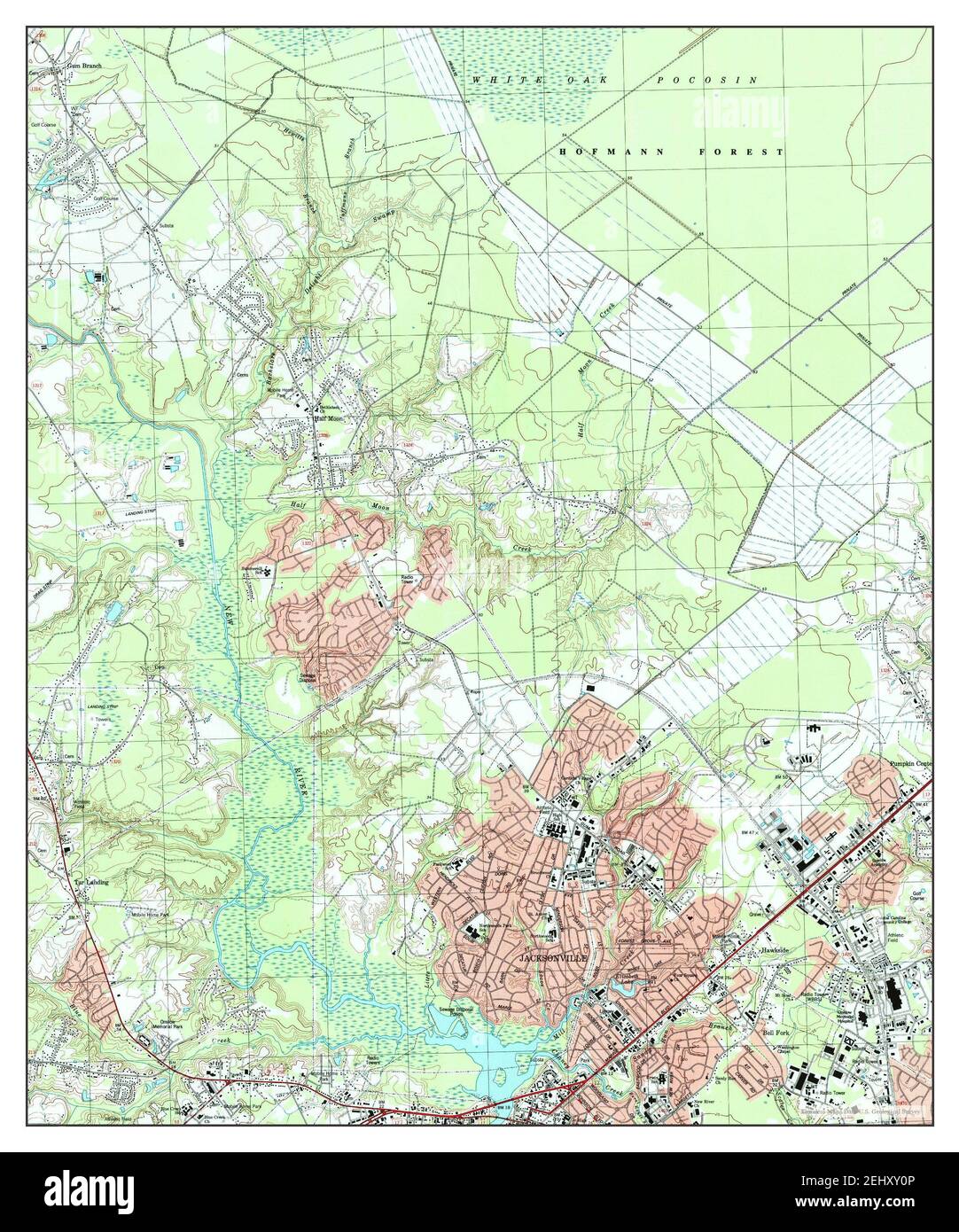 Jacksonville North, North Carolina, map 1997, 124000, United States of America by Timeless Maps