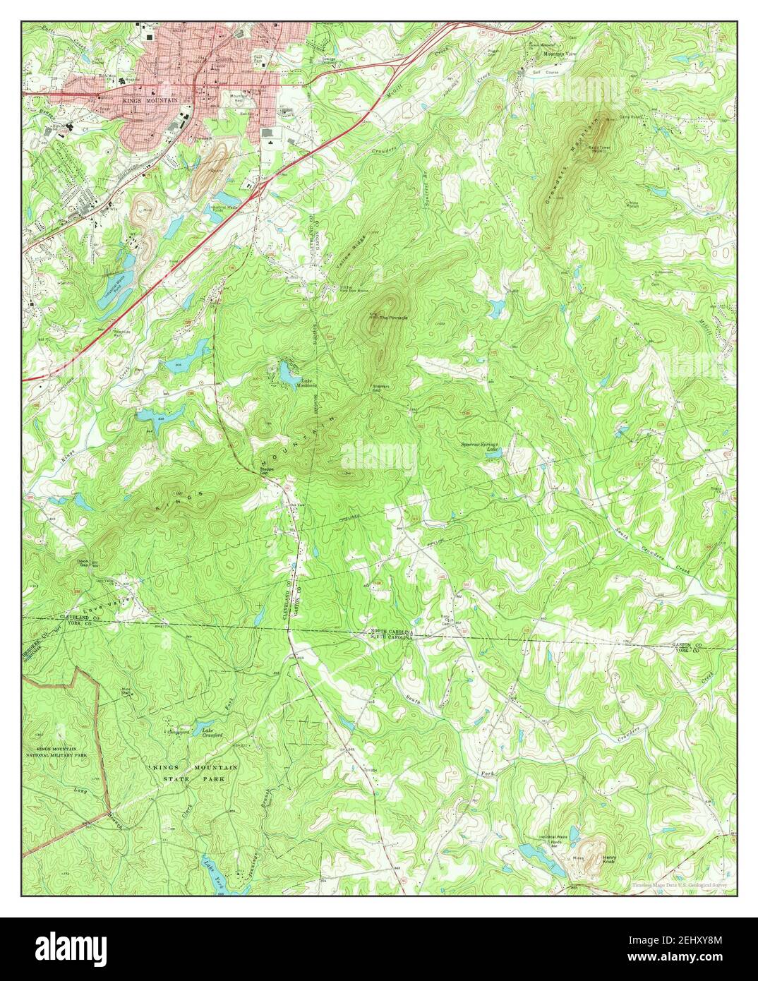 Kings Mountain, North Carolina, map 1971, 1:24000, United States of America by Timeless Maps, data U.S. Geological Survey Stock Photo