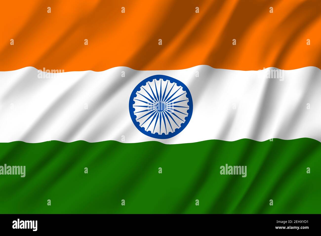Flag of India, national three colors with round emblem in middle