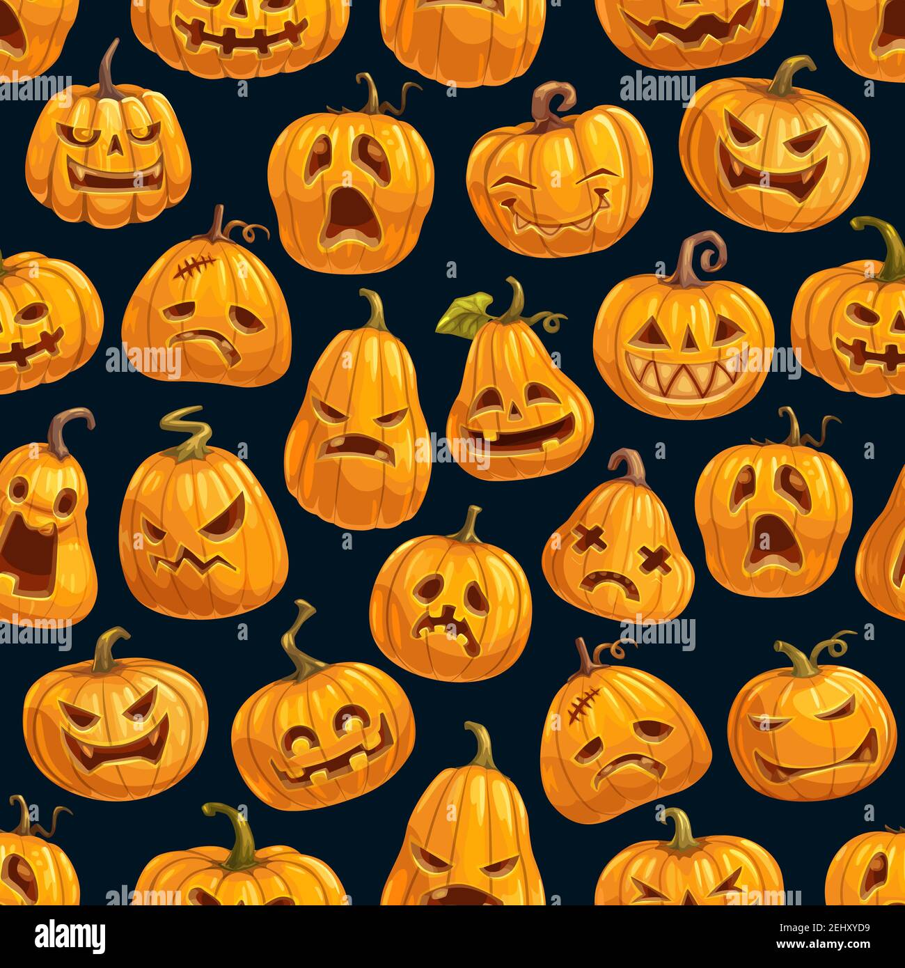 Halloween cartoon pumpkins pattern background. Vector Happy Halloween ...