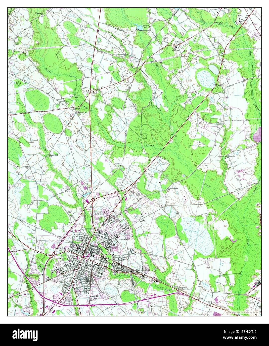 Laurinburg, North Carolina, map 1957, 1:24000, United States of America by Timeless Maps, data U.S. Geological Survey Stock Photo