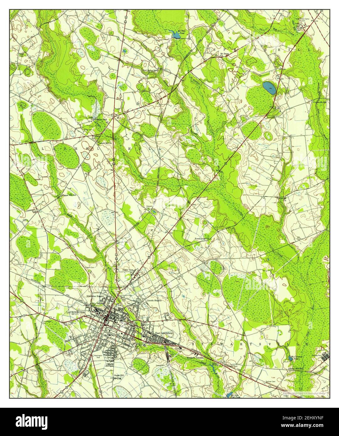 Laurinburg, North Carolina, map 1949, 1:24000, United States of America by Timeless Maps, data U.S. Geological Survey Stock Photo