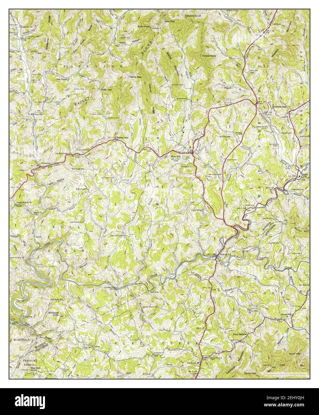 Mars Hill, North Carolina, map 1945, 124000, United States of America