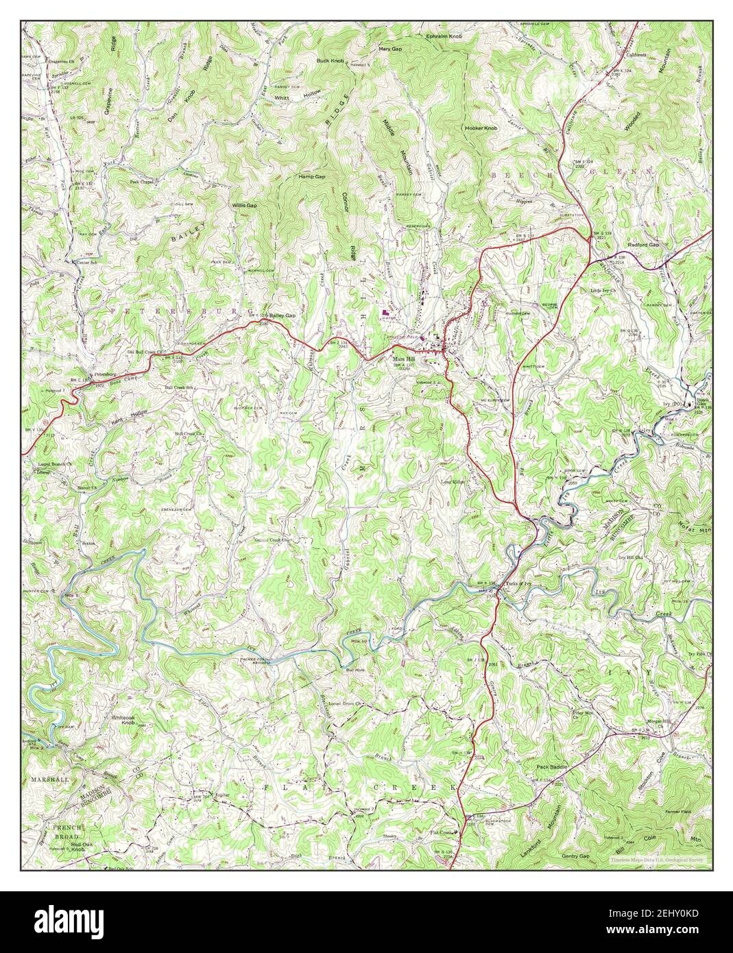 Mars Hill, North Carolina, map 1945, 124000, United States of America