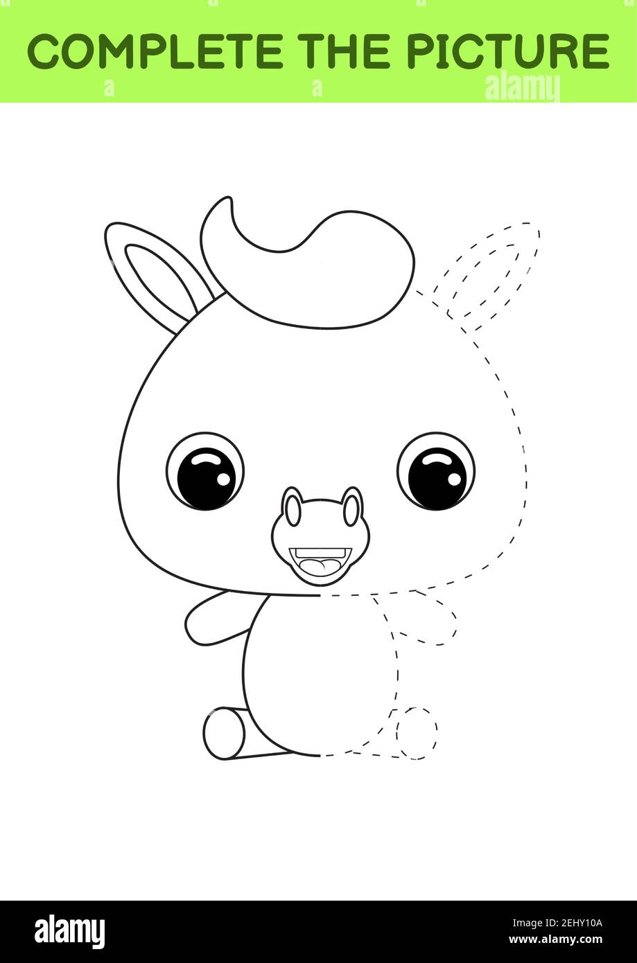 complete drawn picture of cute horse coloring book dot copy game handwriting practice drawing skills training education developing printable work stock vector image art alamy