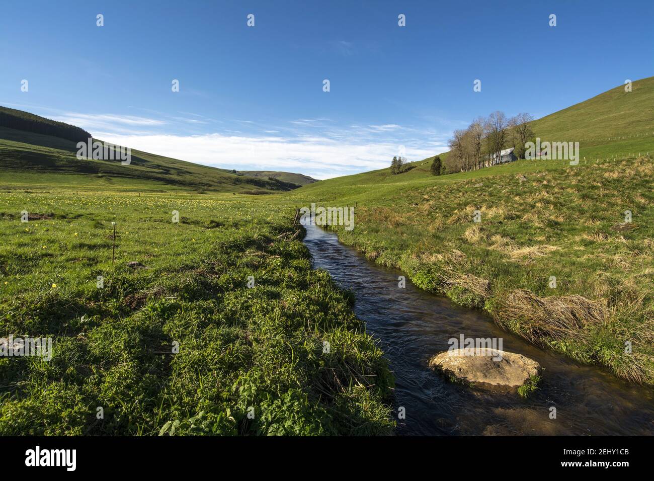 Beautiful valley of Jassy, Cezallier, in Puy de Dome, Auvergne-Rhone-Alpes, France Stock Photo