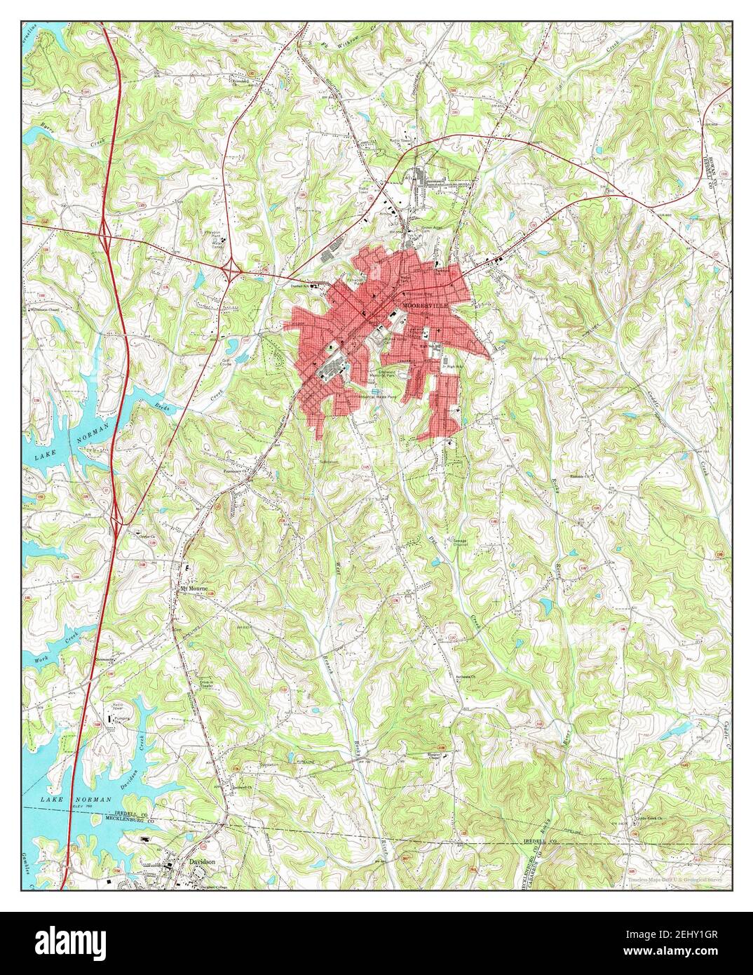 Mooresville, North Carolina, map 1969, 1:24000, United States of America by Timeless Maps, data U.S. Geological Survey Stock Photo