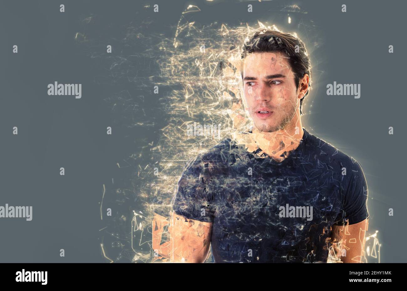 Modern young handsome man in effect of diffusion Stock Photo