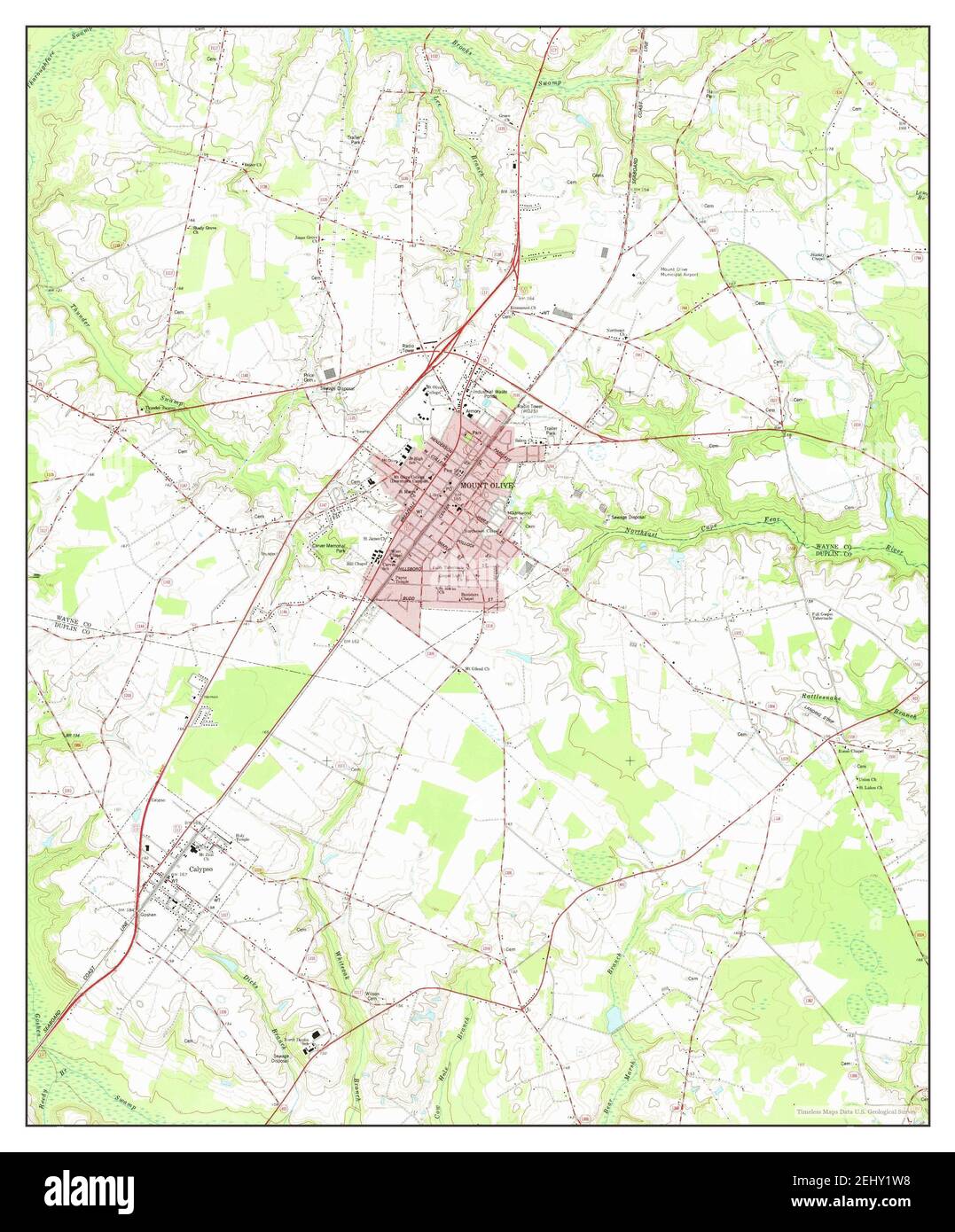 Mount Olive, North Carolina, map 1977, 124000, United States of
