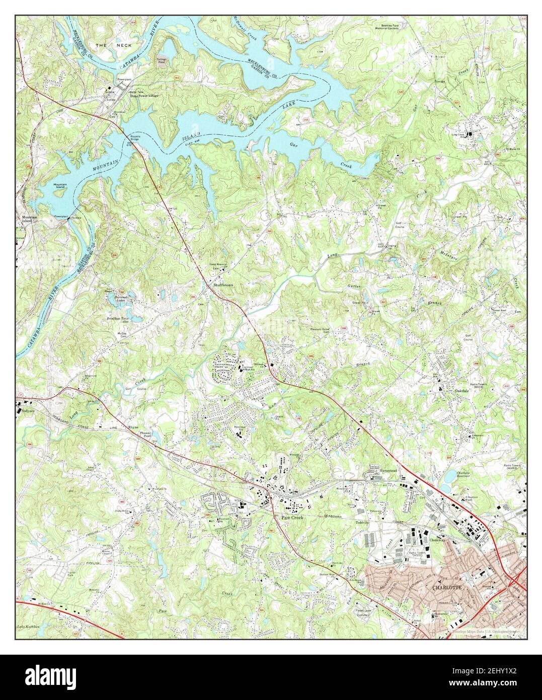 Mountain Island Lake, North Carolina, map 1969, 124000, United States of America by Timeless