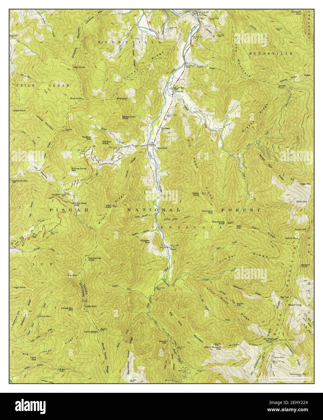 Mt Mitchell, North Carolina, map 1946, 124000, United States of