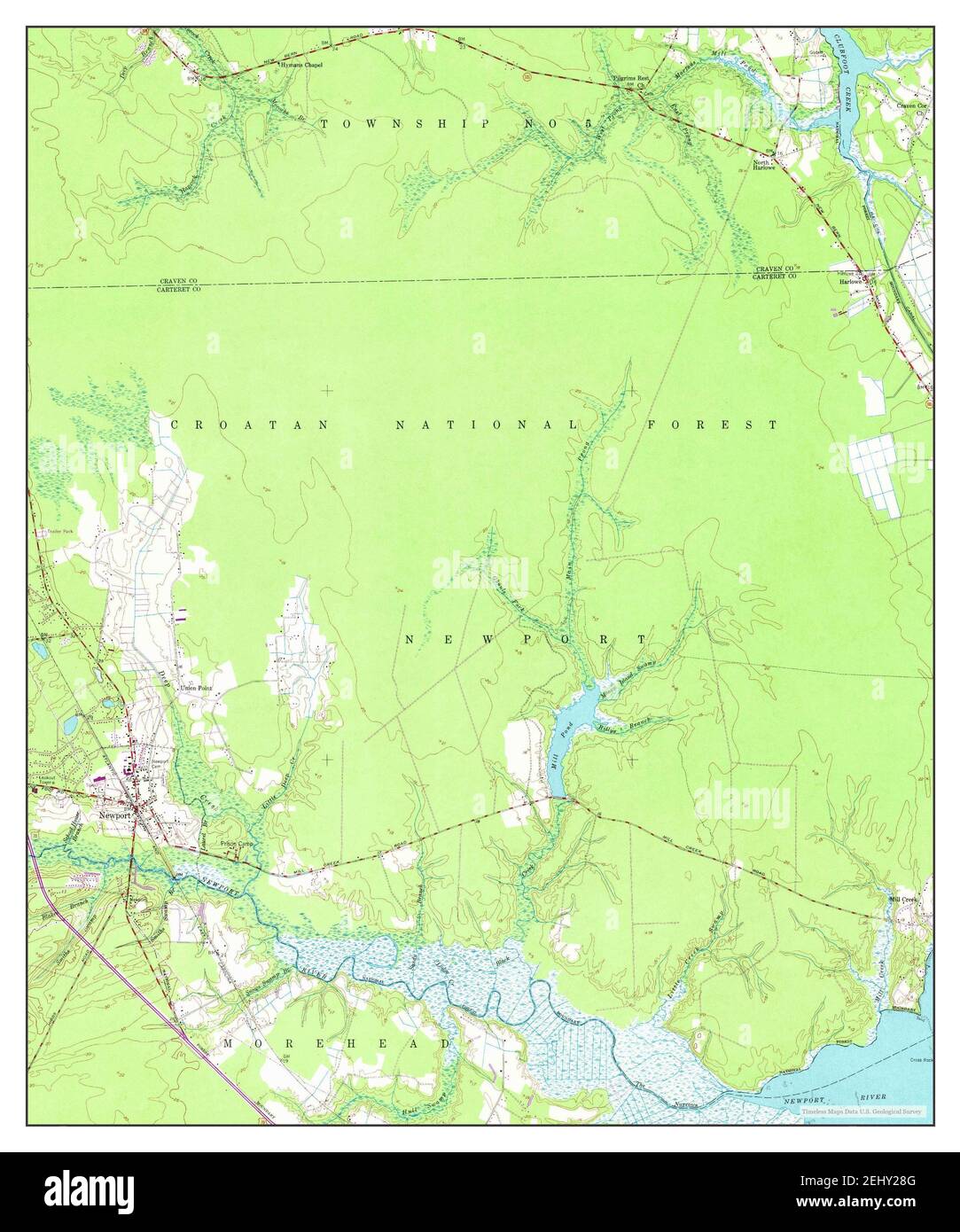 Newport, North Carolina, map 1951, 124000, United States of America by