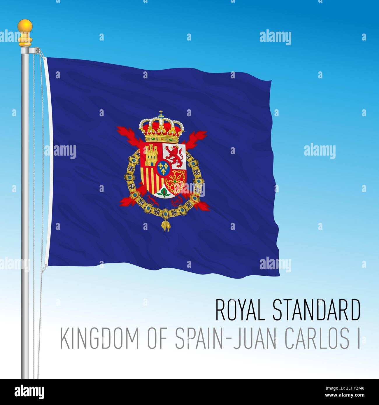 Royal Standard Juan Carlos I flag, Kingdom of Spain, vector illustration Stock Vector