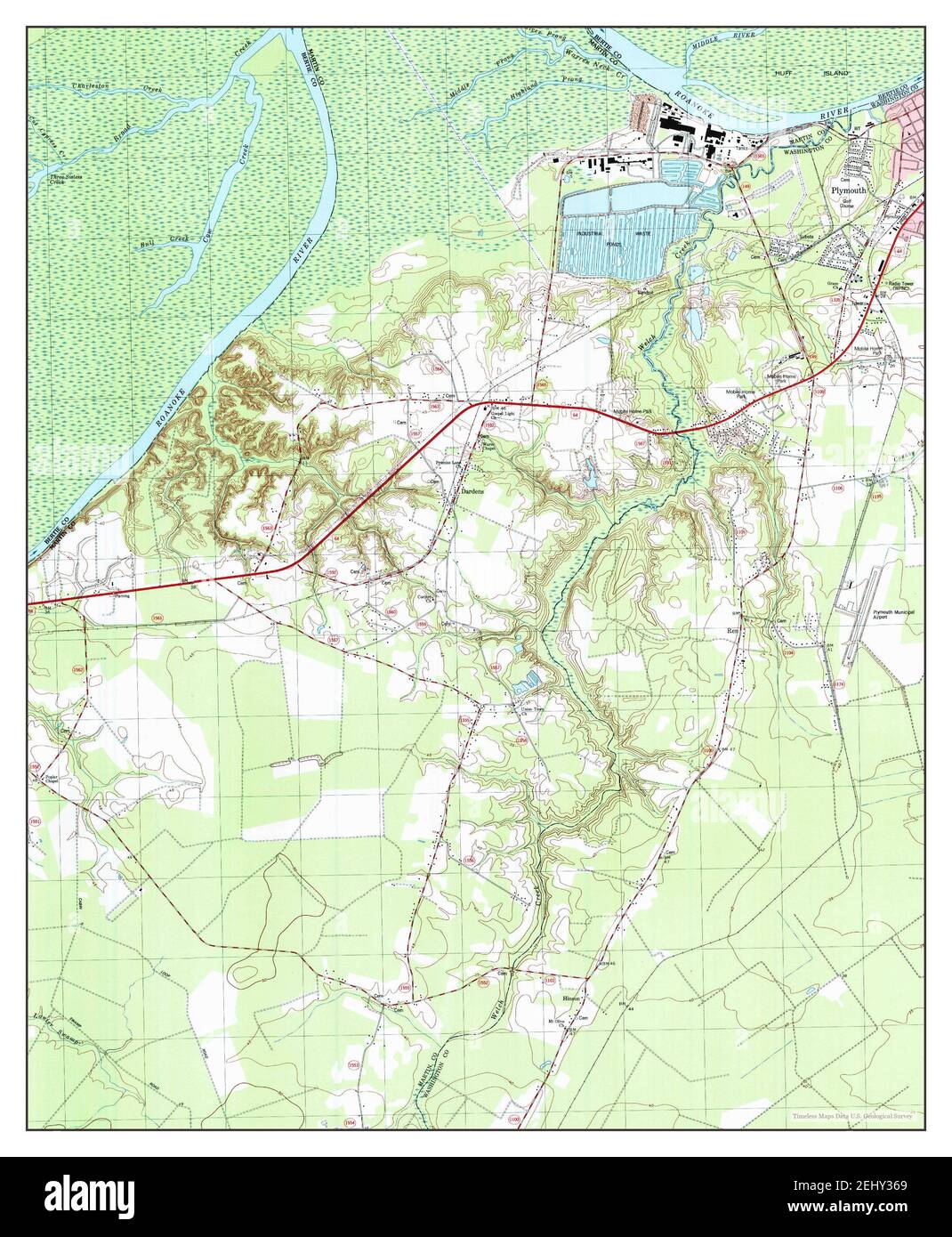 Plymouth West, North Carolina, map 1998, 124000, United States of