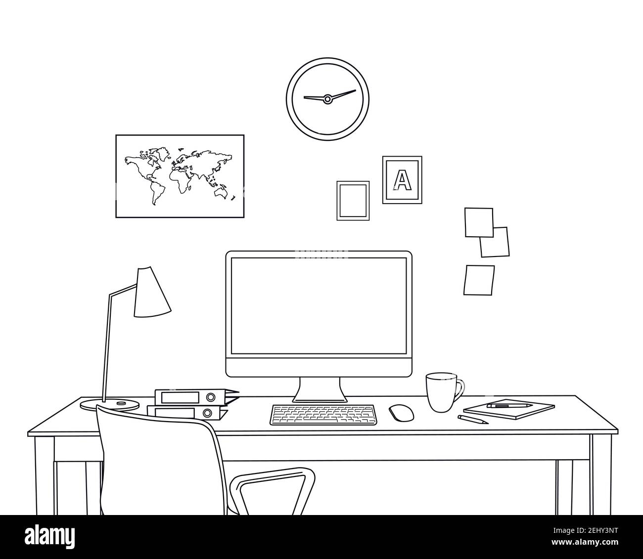 Sketch Modern Office Interior Sketch Modern Office Interior Stock