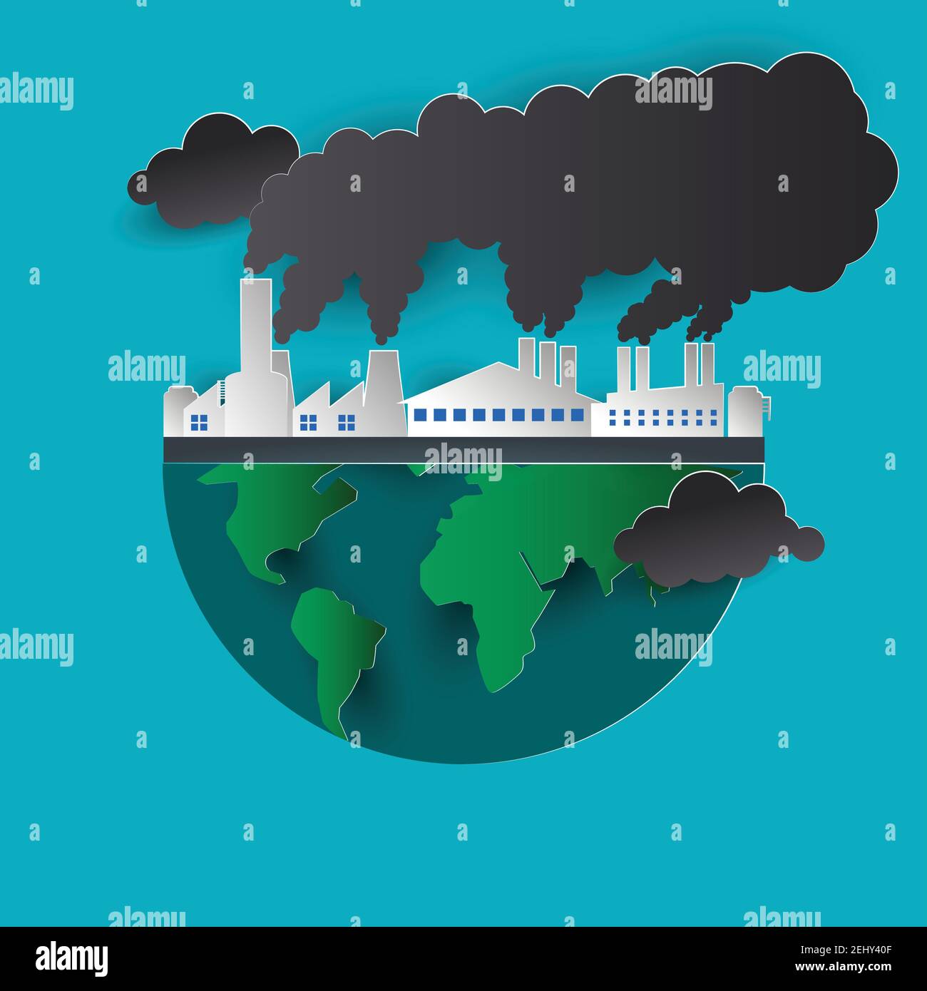 polluting air from factory pipe and cesspit, environmental for pollution concept. vector illustration Stock Vector