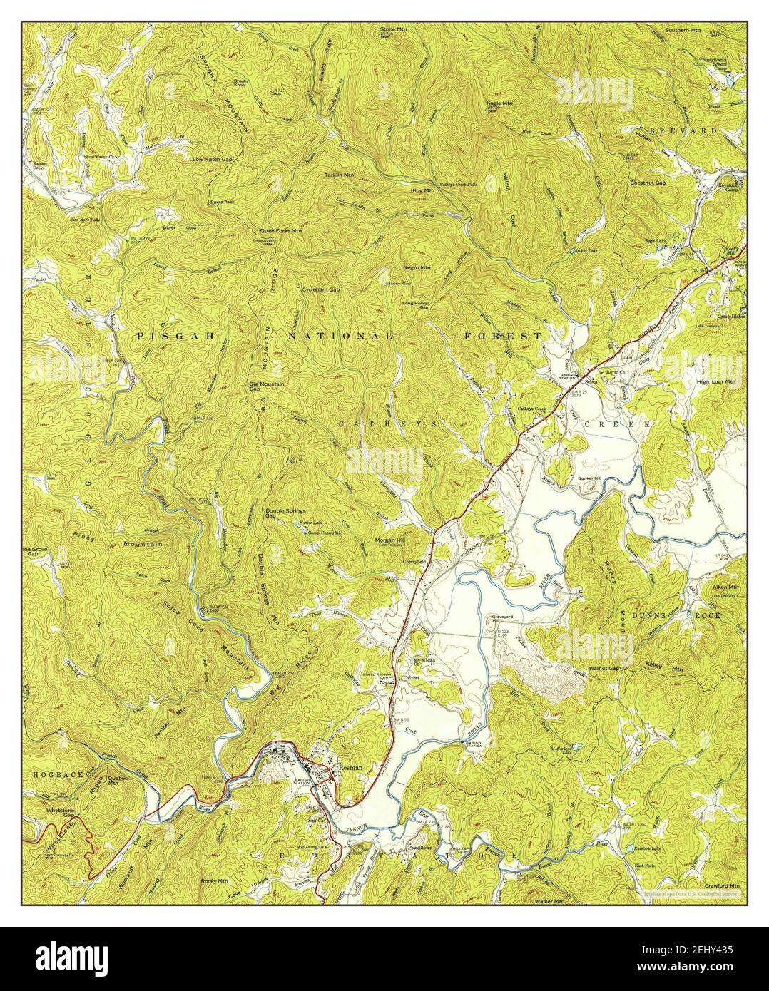 Rosman, North Carolina, map 1945, 124000, United States of America by